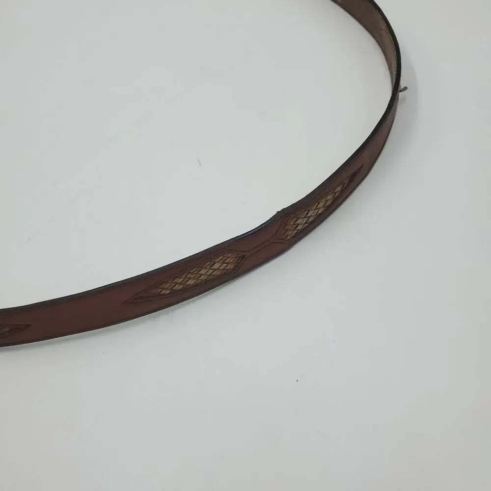 Western Woven Brown Leather Belt Size 34